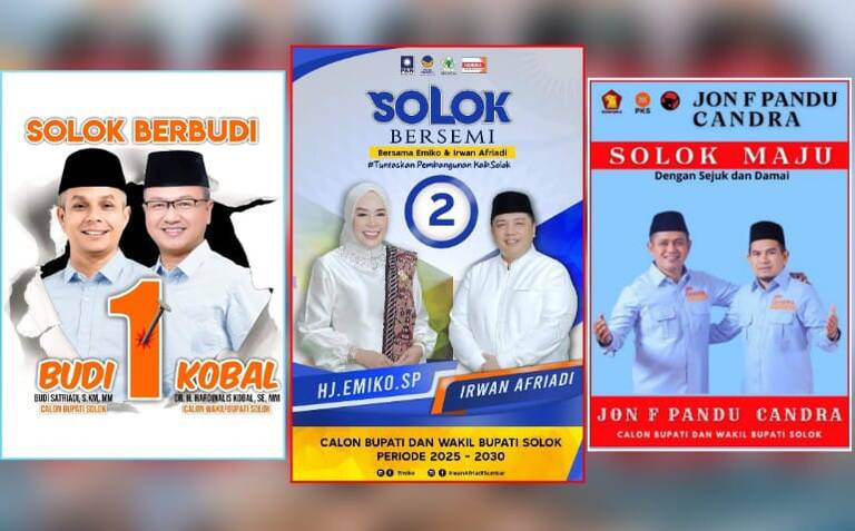 Tiga Pasang Calon Bupati Solok periode 2025-2030.