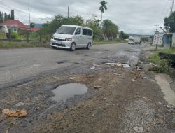 Jalan Berlobang di Pasa Laban Bahayakan Pengendara