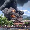 Breaking News, Kebakaran Hebat Hanguskan Pabrik Karet di Lubuk Begalung Padang