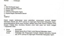 Undangan Pelantikan Sekda Agam