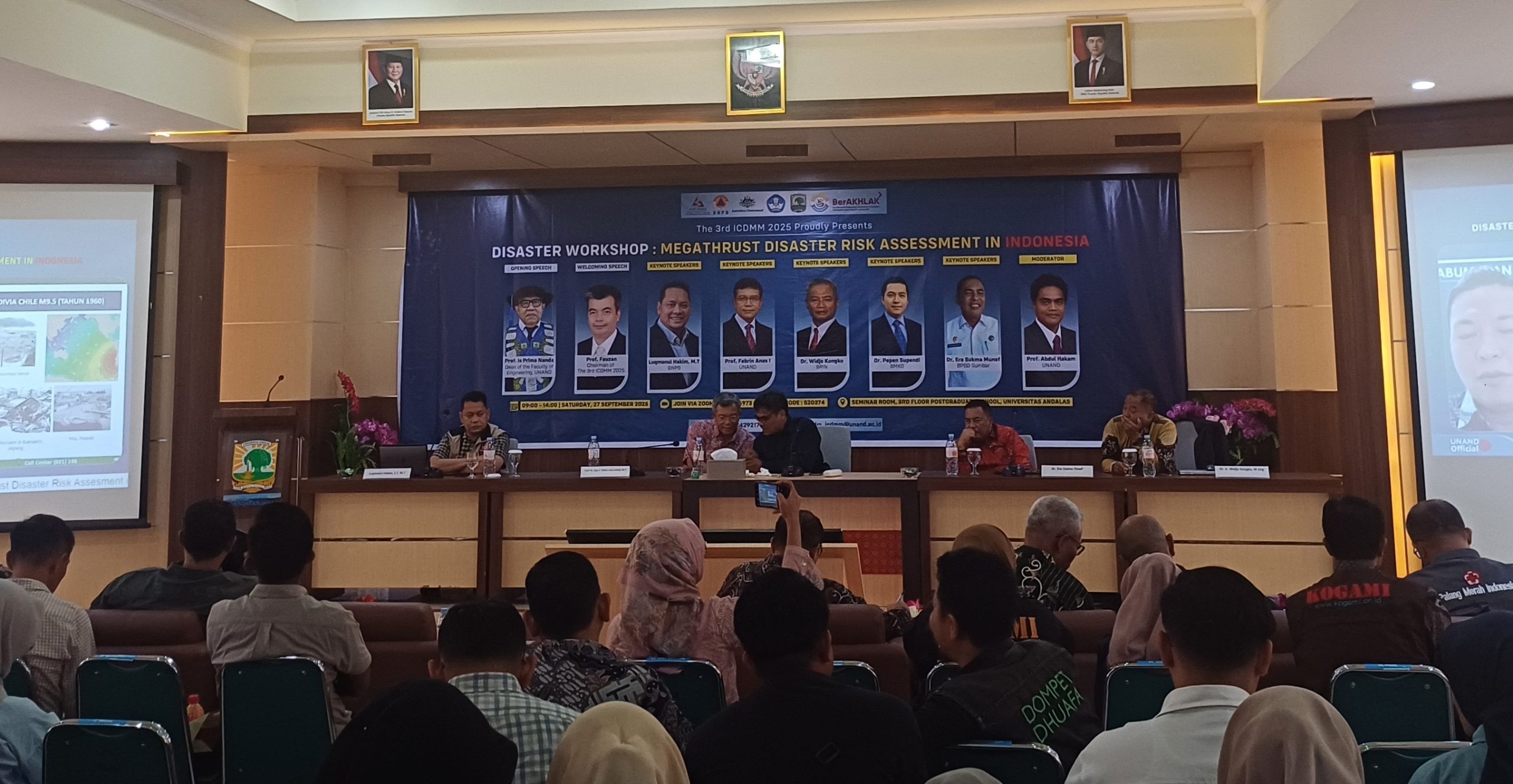 Workshop Megathrust Disaster Risk Assessment in Indonesia yang digelar di Universitas Andalas, Sabtu (27/09/2025)
