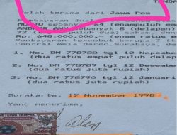 Bukti tanda terima dari Jawa Pos terkait pembelian saham di PT Dharma Nyata Press. (Istimewa)
