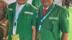 Ketua Badan Usaha Milik Ansor Solok Selatan Fitriyoni, SH.. MH saat di lokasi Rakornas di Kota Bandung, Provinsi Jawa Barat.