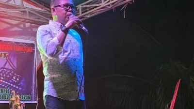 Tokoh Perantau Nagari Galugua Imhar Dt. Bijo saat penutupan Turnamen Wali Nagari Galugua Cup 20205