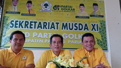 Ketua Panitia Musda ke-XI DPD Partai Golkar Kabupaten Padangpariaman, Irmansyah didampingi Agusriadi.