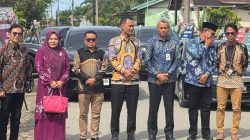 Direktur Operasional Bank Nagari Zilfa Efrizon, Ketua DPRD Pasaman Barat Dirwansyah, Staf Ahli Bupati Bidang Ekonomi dan Pembangunan Joni Hendri saat peresmian Kantor Capem Ranah Batahan, Kamis (20/11/2025)