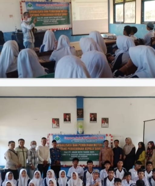 Kegiatan sosisalisasi sosialisasi tentang perkebunan kelapa sawit kepada siswa dan siswi di SMK IT Alhidayah Yayasan Ninik Mamak Nagari Aia Gadang Kecamatan Pasaman, Sabtu (06/12/2025). 