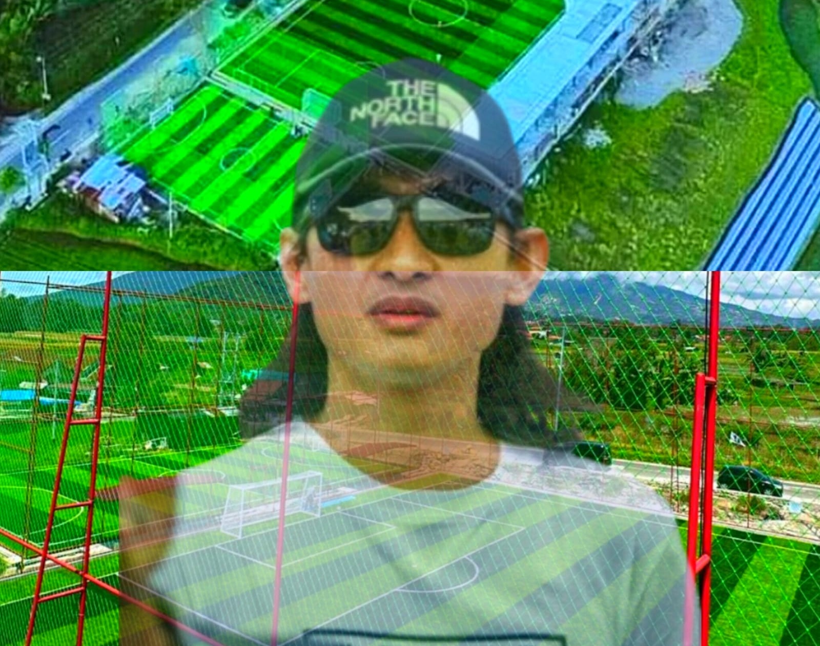 Owner DBox Arena Riky Putra dengan latar belakang lapangan Mini Soccer dan Futsal