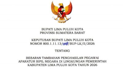 SK Bupati Limapuluh Kota tentang Besaran Tambahan Penghasilan Pegawai
