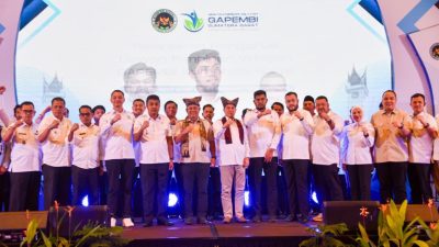 Pengurus DPW Gabungan Pengusaha Makan Bergizi Indonesia Sumatera Barat periode 2025–2030 usai dilantik, Rabu (22/04/2026).