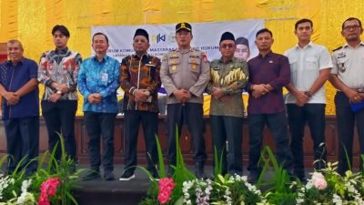 Anggota DPR-RI H. Arisal Azis saat kegiatan Komunikasi Masyarakat Bidang Hukum melalui kegiatan Diseminasi Komunikasi Masyarakat Bidang Kekayaan Intelektual di aula Bupati Pasaman Barat, Sabtu (06/06/2026).  
