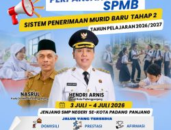 Padangpanjang Perpanjang SPMB SMP. Nasrul: Kuota Sekolah Belum Terpenuhi