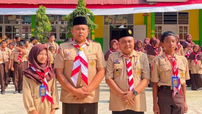 Kepala Kantor Kemenag Solok Selatan Fitriyoni, bersama Kepala MTsN 5 Solok Selatan Joni Aprisal saat pembukaan Perjusama MTsN 5 Solok Selatan, Jum’at (21/08/2026).