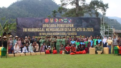Kegiatan Penutupan TMMD ke 129 di Lapangan Bola Kerta Wahana Sarilamak (KMS), Jorong Buluh Kasok, Nagari Sarilamak, Harau, Limapuluh Kota, Kamis (13/08/2026).
