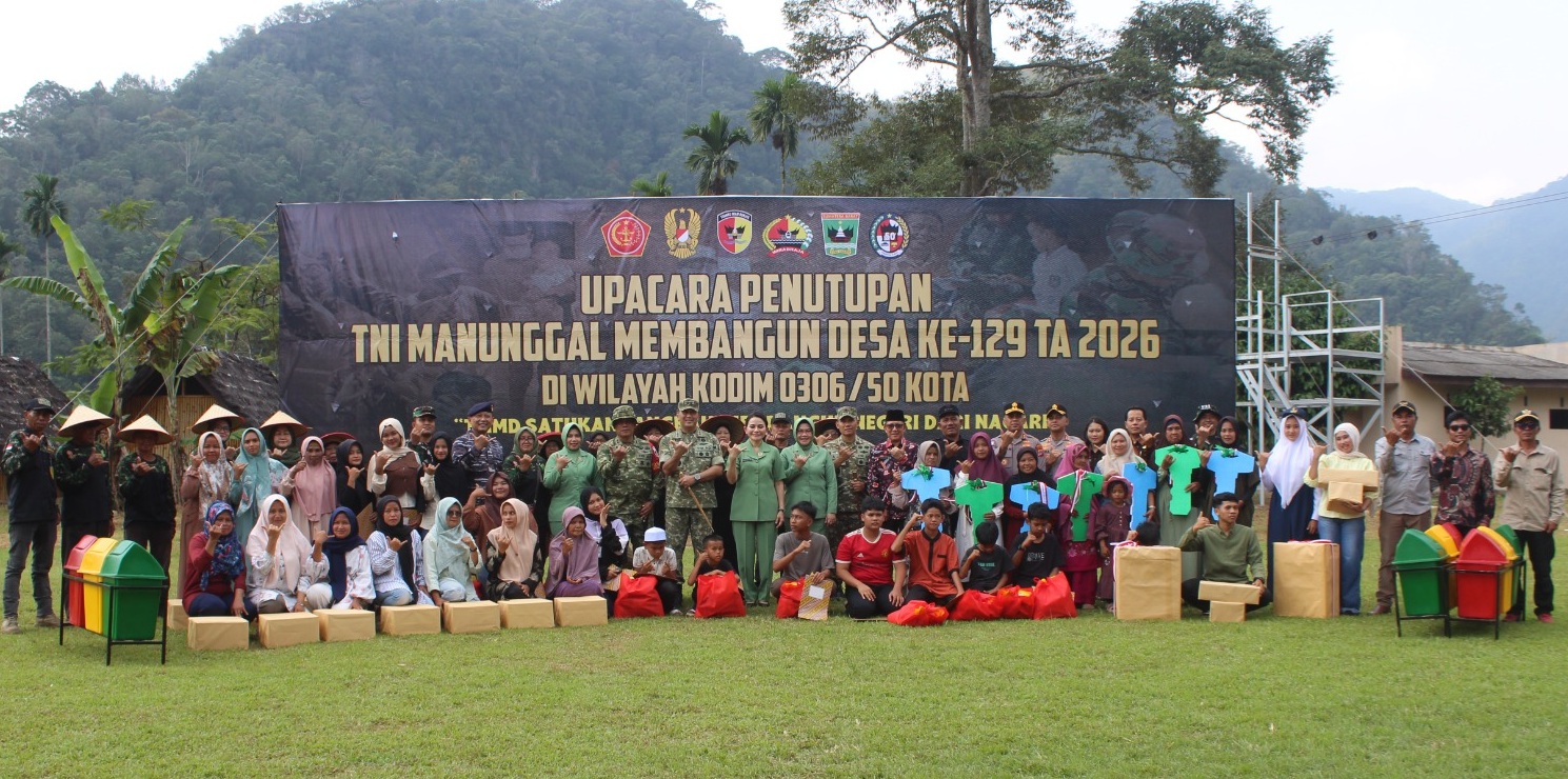 Kegiatan Penutupan TMMD ke 129 di Lapangan Bola Kerta Wahana Sarilamak (KMS), Jorong Buluh Kasok, Nagari Sarilamak, Harau, Limapuluh Kota, Kamis (13/08/2026).