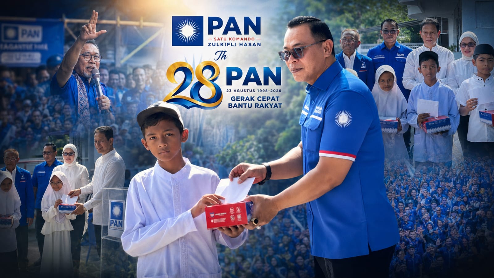 Wakil Ketua II DPW PAN Sumbar MAridansyah, S.Kom saat menyerahkan santunan peringatan HUT ke 28 PAN, Minggu (23/0/2026).