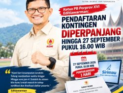 Pendaftaran Kontingen Porprov XVI Diperpanjang hingga 27 September Pukul 16.00 WIB