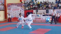 Atlet Karate yang bertanding pada Porprov XVI Tahun 2026 di GOR Batutupang Kabupaten Solok