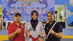 Atlet Taekwondo Padangpanjang Shabrina Aulia yang turun di kelas Under 57 Putri berhasil menyumbangkan medali perunggu untuk Kontingen Kota Padangpanjang