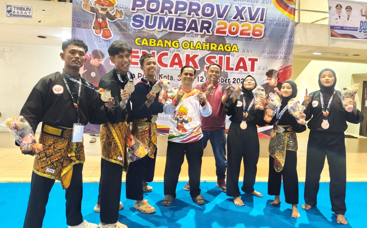 Atlet Pencak Silat Kota Pariaman yang berlaga di Porprov XVI Tahun 2026 di Kabupaten Limapuluh Kota, Kamis (08/10/2026).