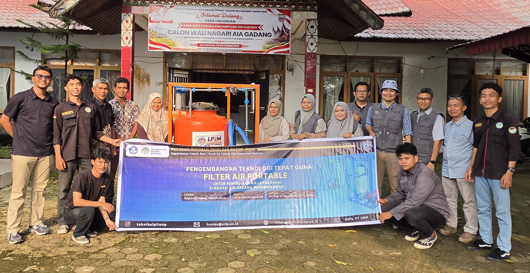 Program Integrasi Prodi dan Nagari (PIPN) Departemen Teknik Sipil, Fakultas Teknik (FT) UNP melakukan program pengabdian kepada masyarakat di Nagari Aia Gadang, Pasaman Barat.