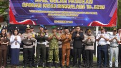 Wakil Wali Kota Padangpanjang Allex Saputra bersama Ketua DPRD dan Forkopimda saat Apel Operasi Patuh Singgalang di Polres Padangpanjang, Senin (26/10/2026).